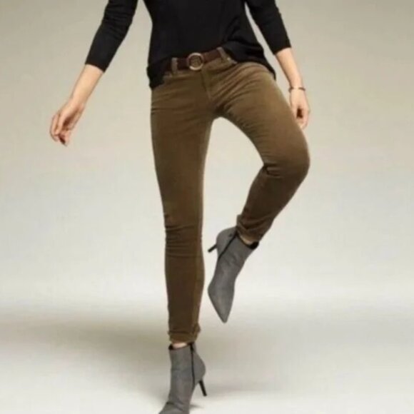 CAbi Moss Brown Skinny Stretch Mid-rise Corduroy Pants - Picture 1 of 8